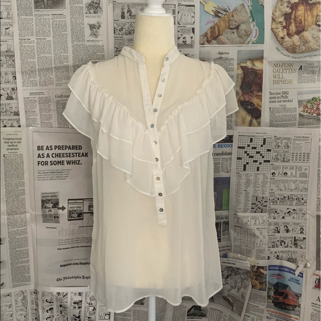 Zara Basic Sheer Button Up Blouse